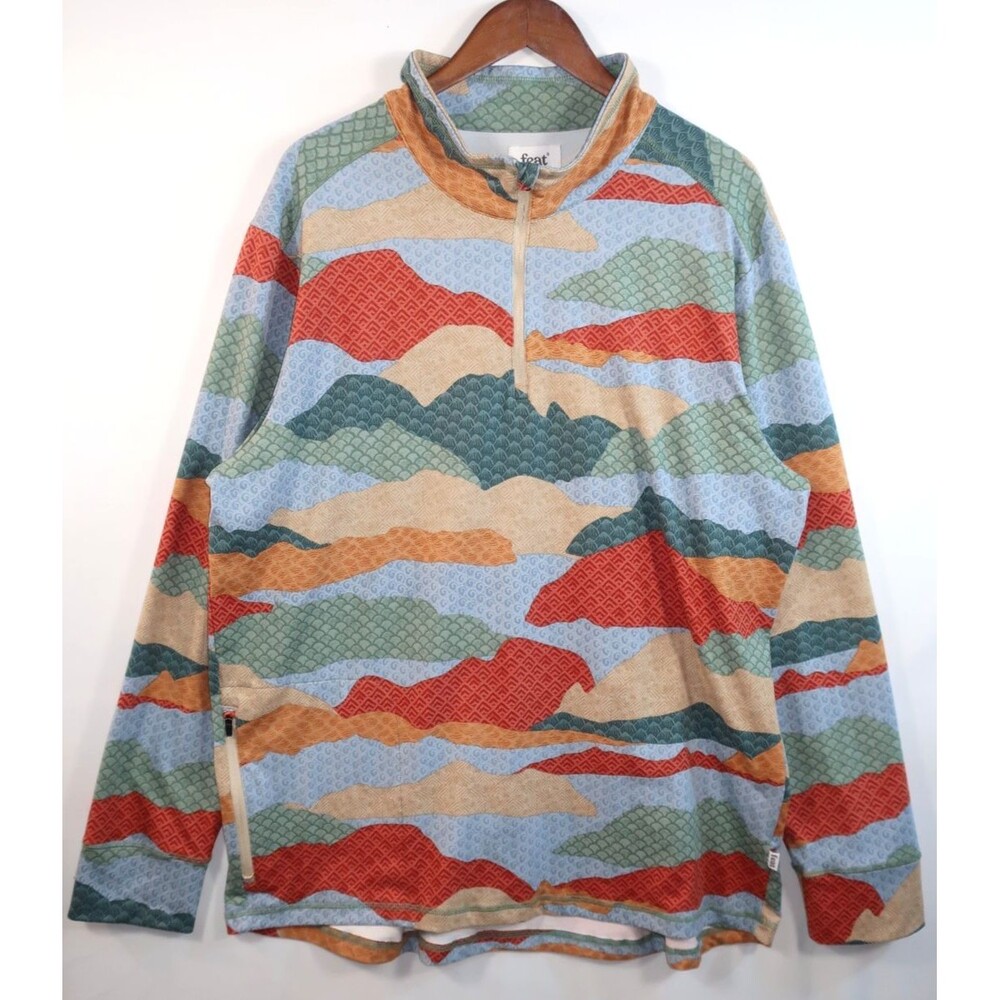 Feat Men's Mock Neck Camo Half Zip Sweatshirt Size XXL Roam Pullover Stretch